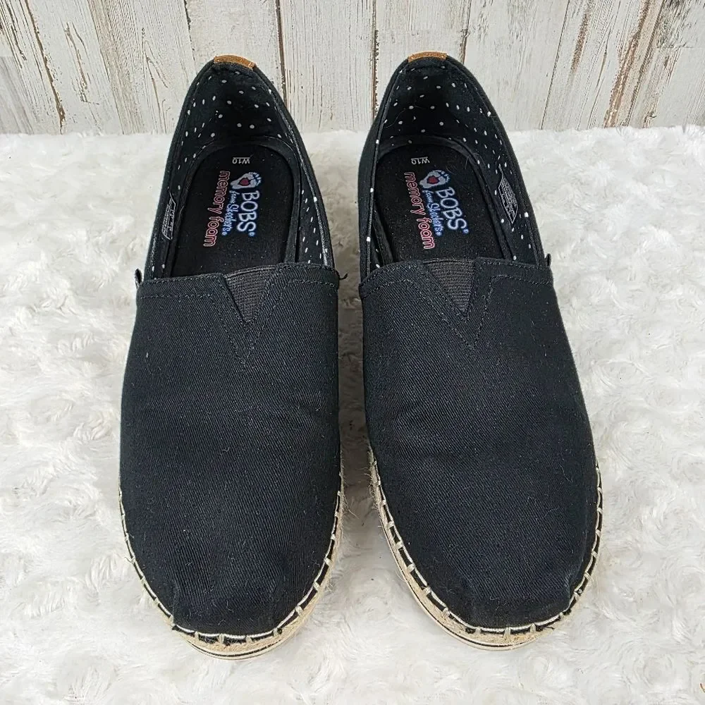 Skechers BOBS Women's Breeze slip-on espadrilles black Size 10